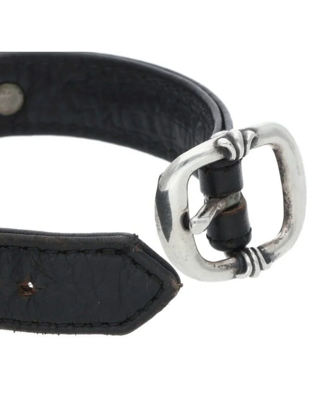 Chrome Hearts Gunslinger Tiny CH Cross Leather Bracelet